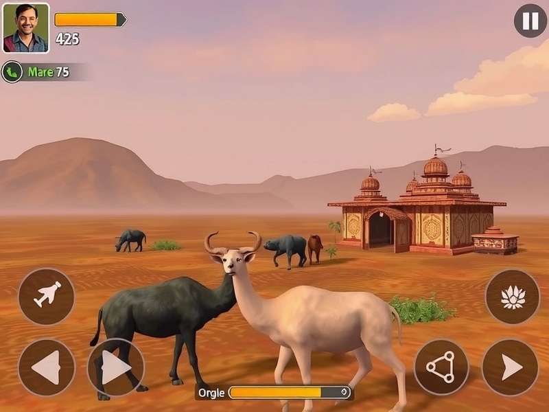 Rajasthan Wildlife Adventure gameplay screenshot showing desert landscape with animals